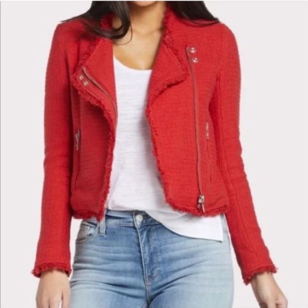 NEW Blank NYC Tweed Asymmetric Zip Moto Jacket Blazer